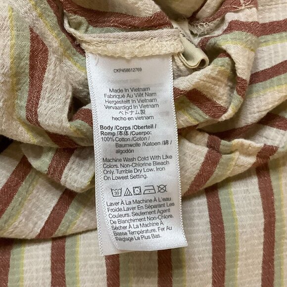 Madewell Crinkle Cotton Lakeline Popover Shirt Stripe S Beige Short Sleeve NWOT - Picture 7 of 7